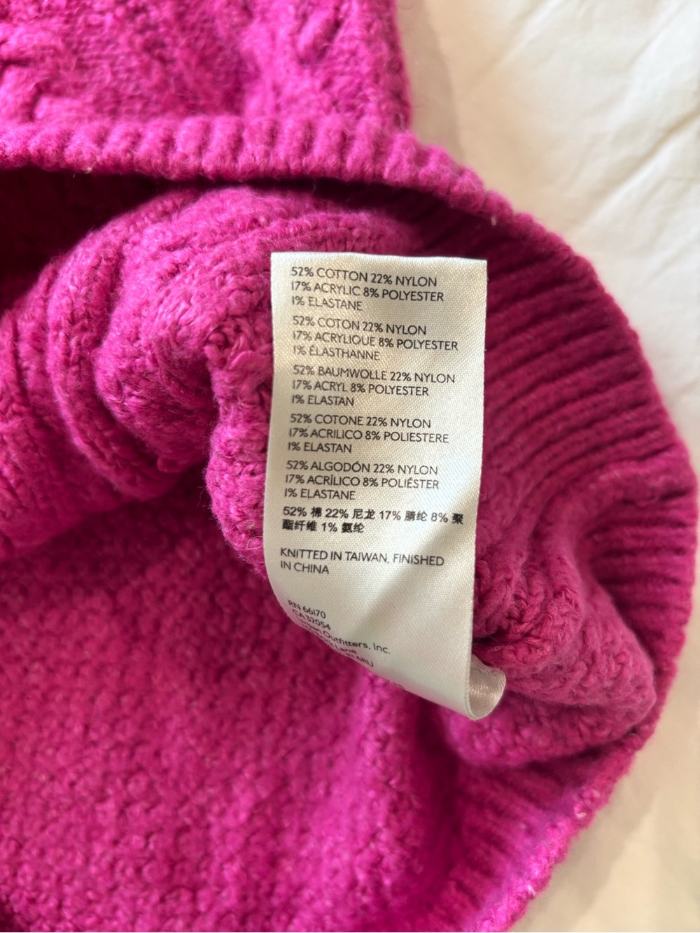 FREE PEOPLE Sz S Every Cloud Sweater Fuchsia Fizz Cable Collared Cotton Blend - Picture 9 of 11